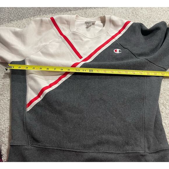 Champion Sweatshirt Reverse Weave Womens Large Long Sleeve Crew Neck Gray White - Picture 4 of 9